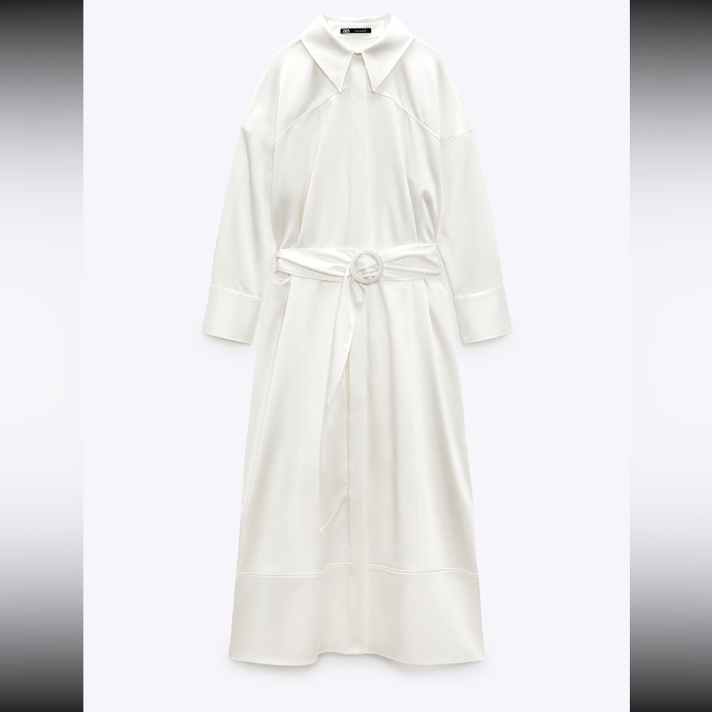 Zara white crepe Satin effect midi/maxi dress